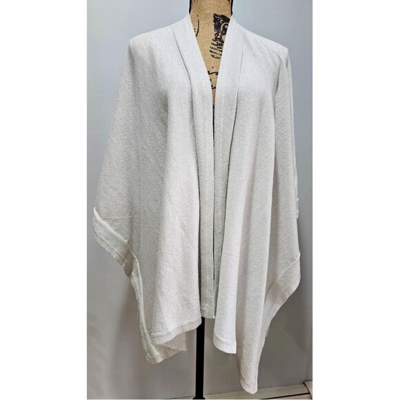Brooks Brothers Sweaters - Brooks Brothers Open Front Shawl Cape Sweater Gray Silver Metallic OS, New
